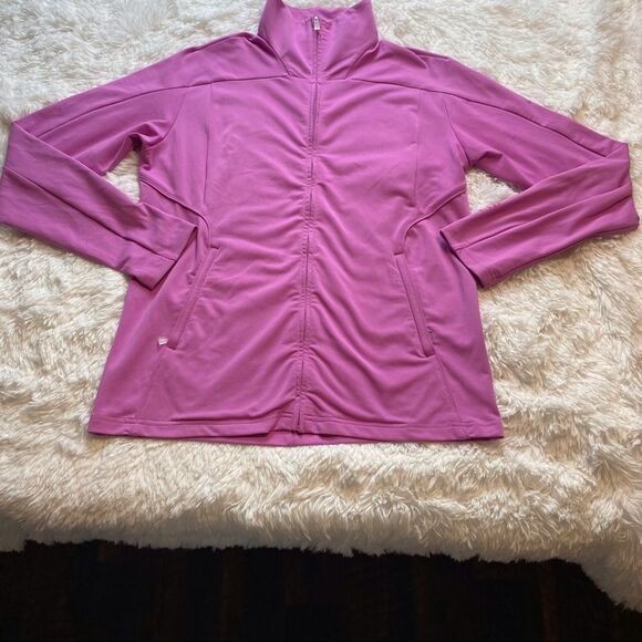 Adidas Climalite Pink Front Zipper Jacket, Size Large - Picture 1 of 12